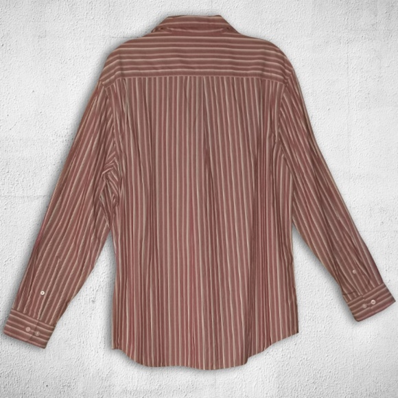 EUC Light Red and Tan Striped Button Down Shirt - Picture 2 of 5